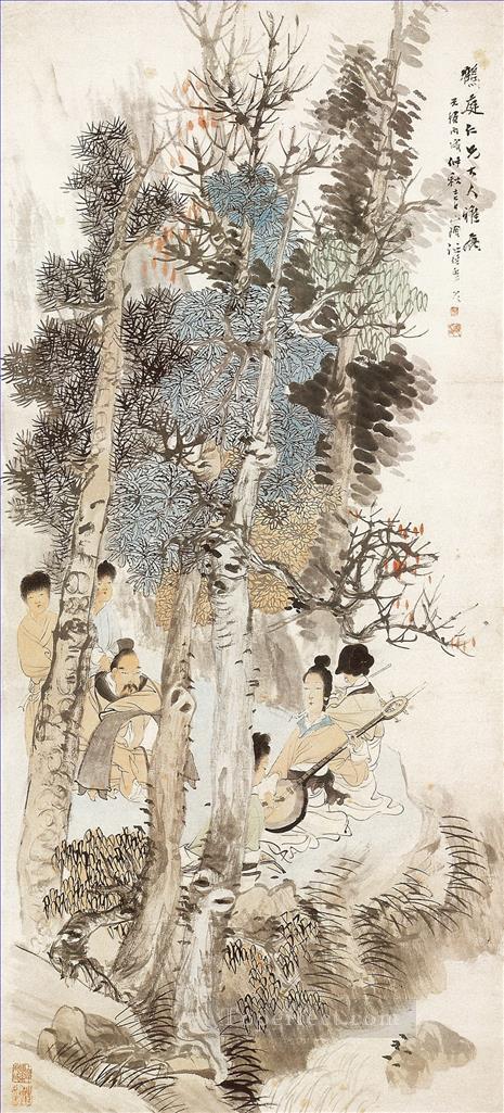 Ren bonian music in dongshan old Chinese Oil Paintings